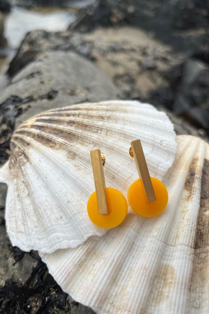 Bybri Jewellery Acrylic Drop Earrings in Orange