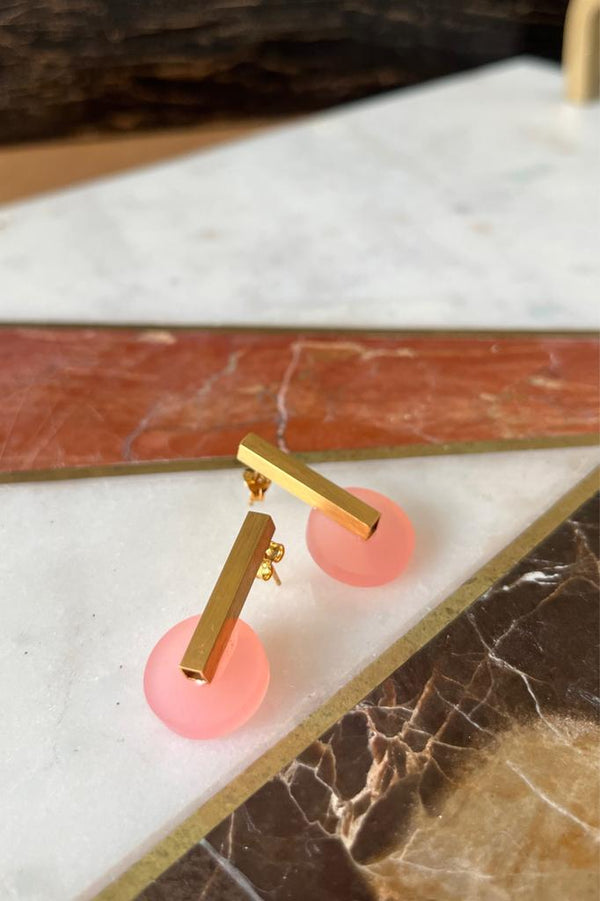 Bybri Jewellery Acrylic Drop Earrings in Pink