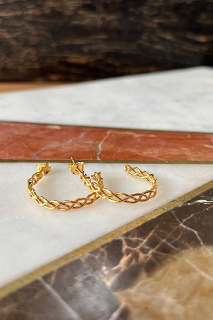 Bybri Jewellery Gold Plait Hoops