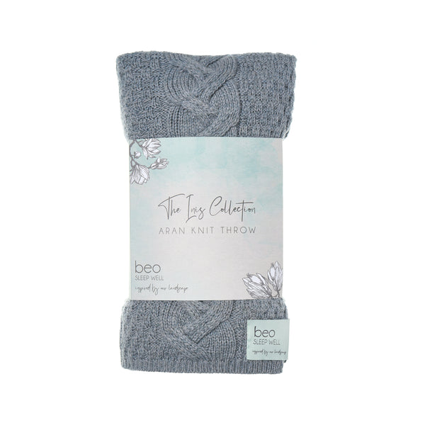 Aran Knit Throw in Soft Grey