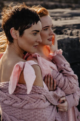 Aran Knit Throw in Pink Dusk